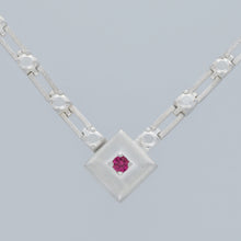 magnetic still necklace - sculpted silver & ruby
