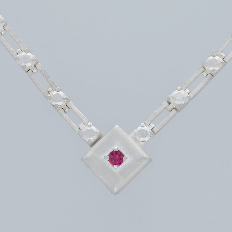 magnetic still necklace - sculpted silver & ruby