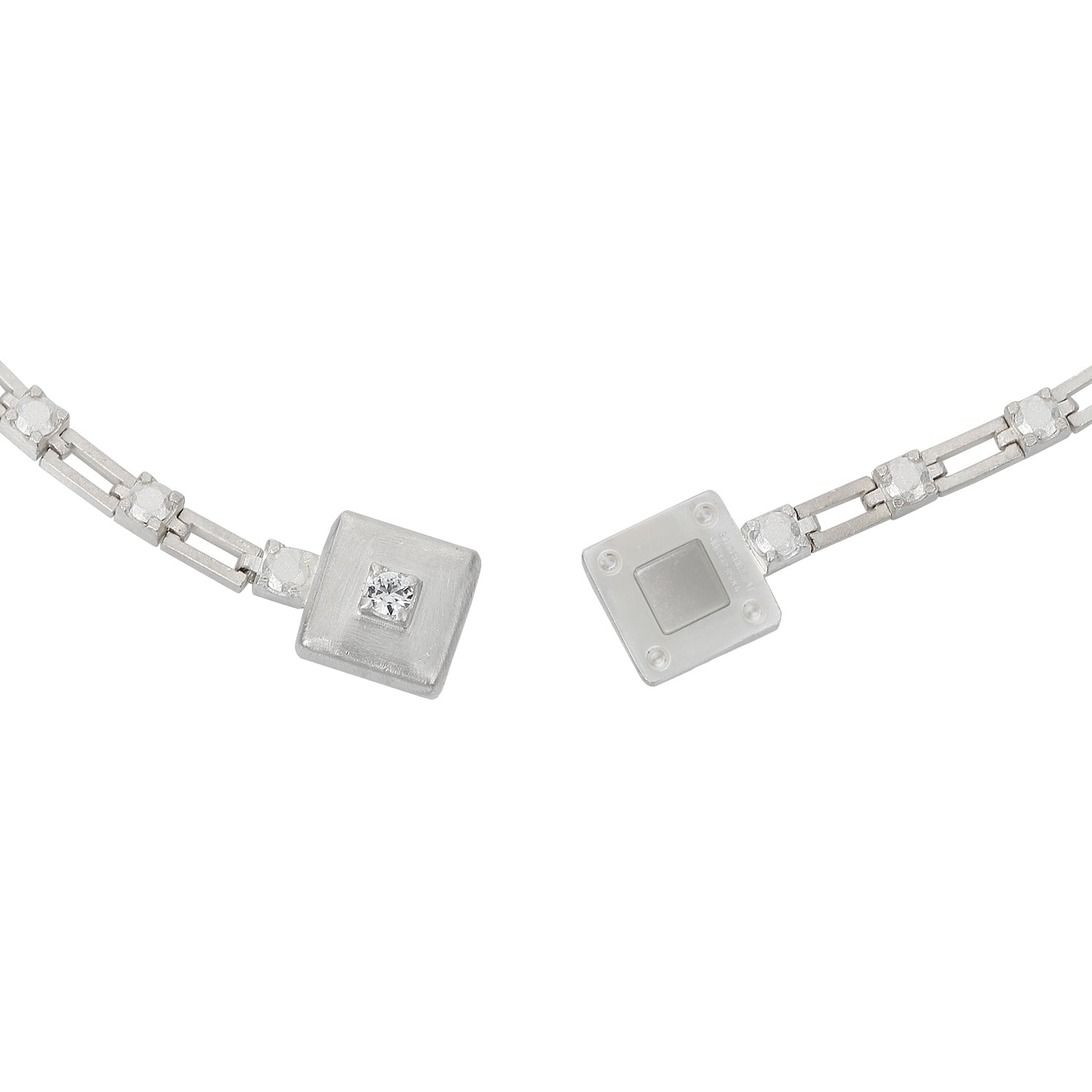 magnetic still necklace - sculpted silver & white sapphire
