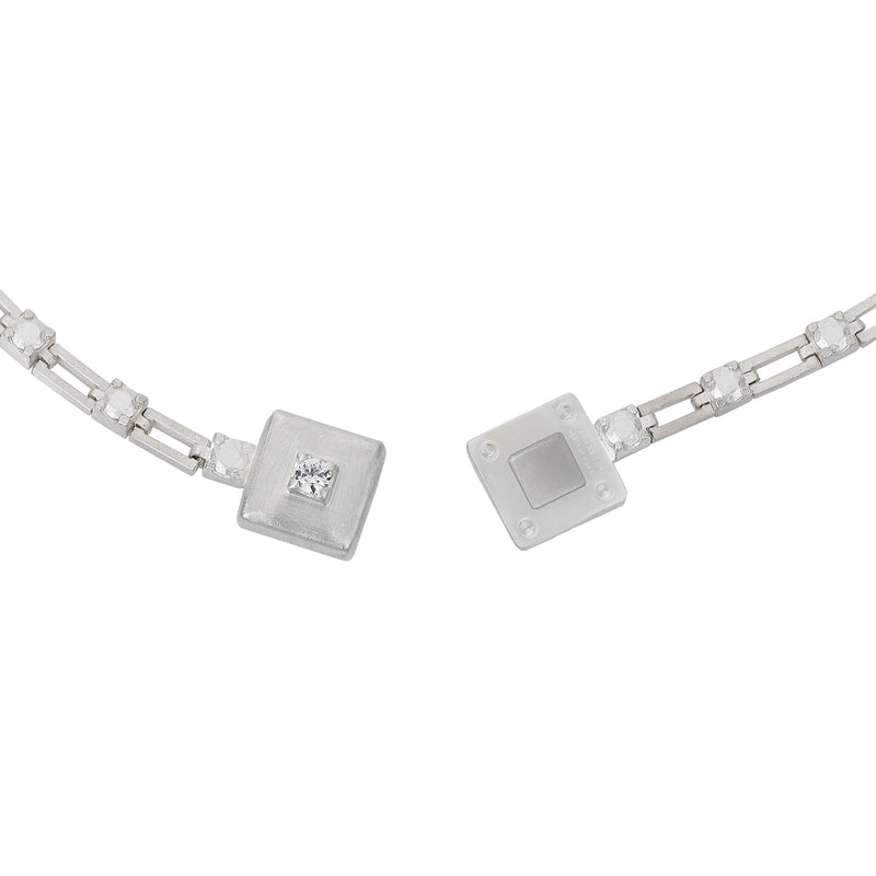magnetic still necklace - sculpted silver & white sapphire