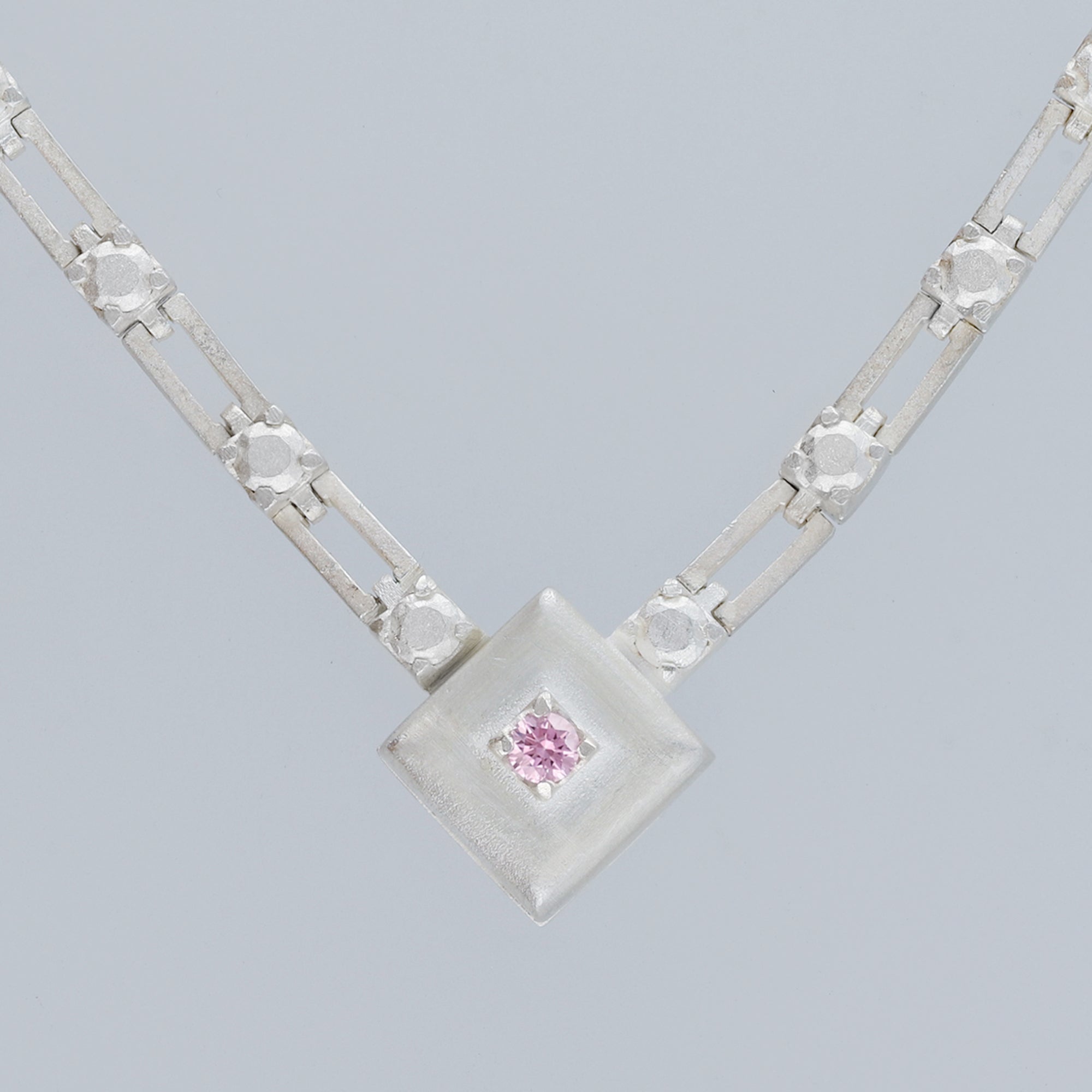 magnetic still necklace - sculpted silver & pink sapphire