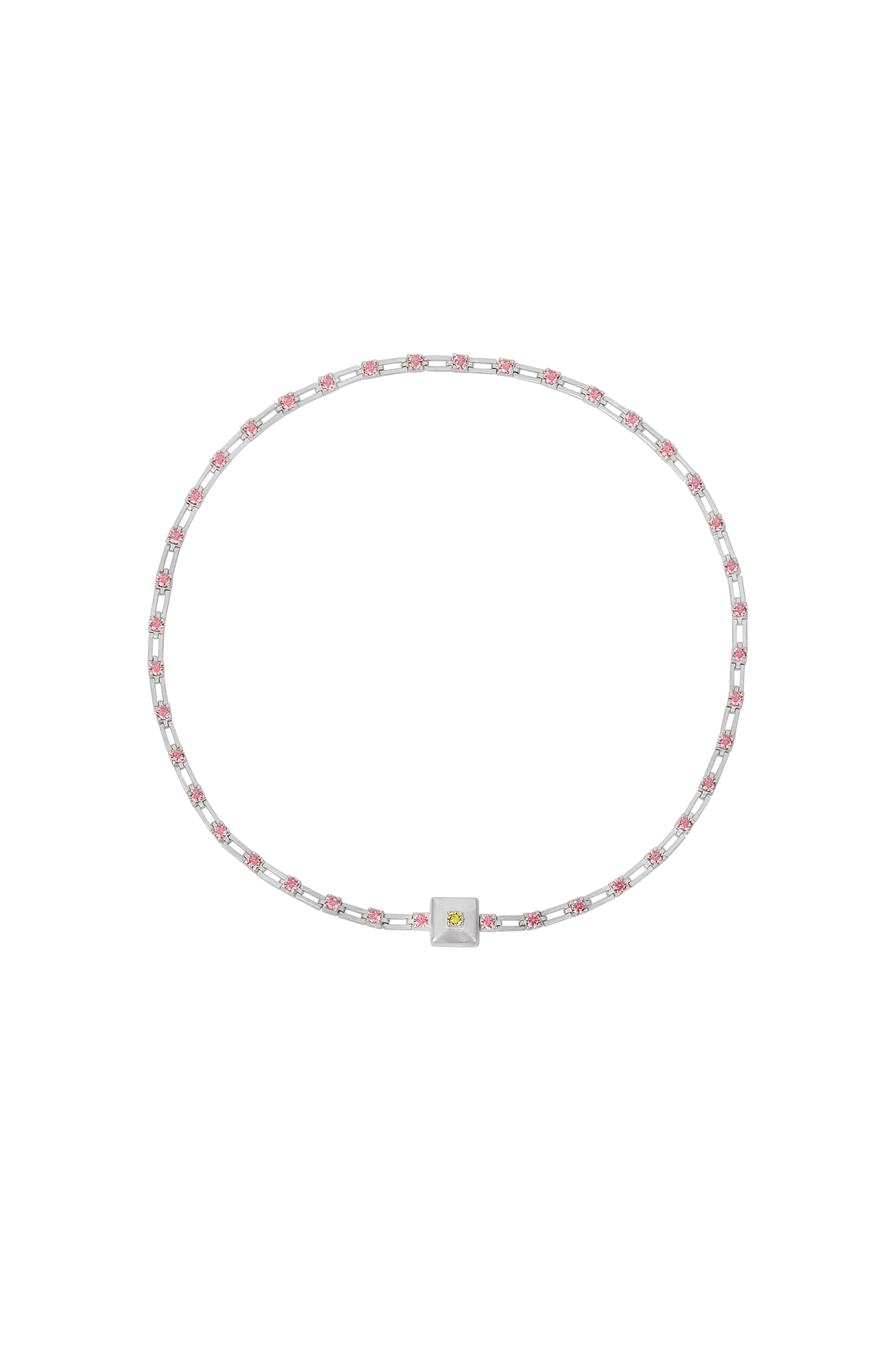 magnetic sequence necklace - dusty rose zirconia & yellow sapphire