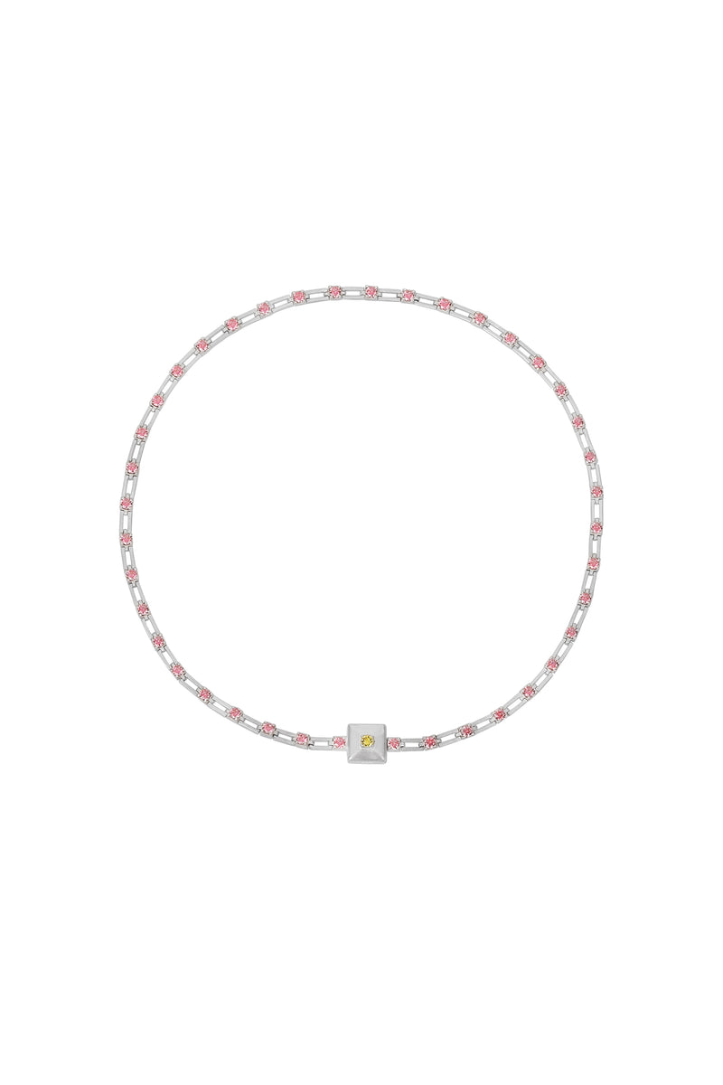 magnetic sequence necklace - dusty rose zirconia & yellow sapphire
