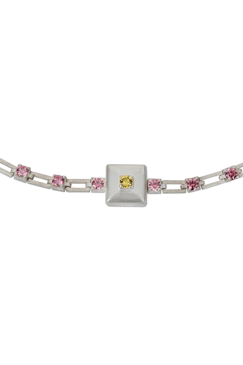 magnetic sequence necklace - pink zirconia & yellow sapphire