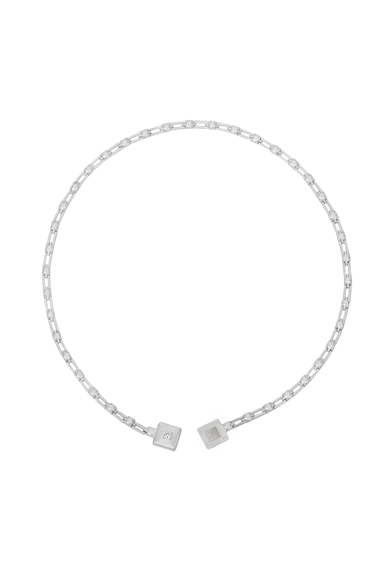 magnetic still necklace - sculpted silver & white sapphire