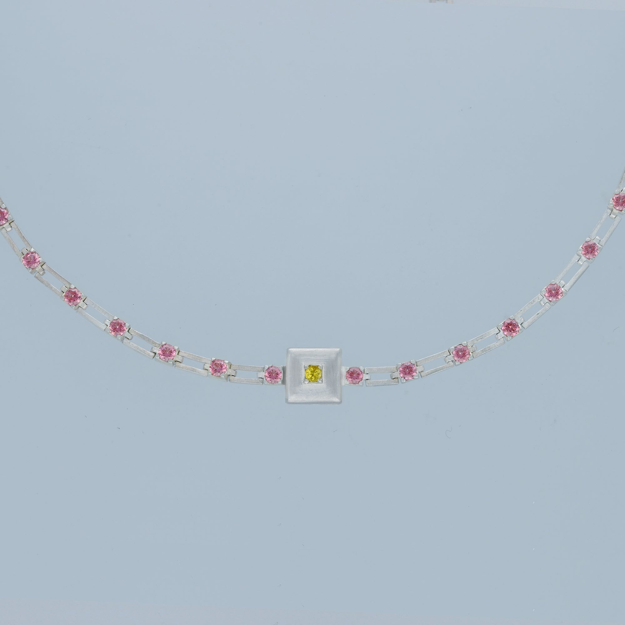 magnetic sequence necklace - dusty rose zirconia & yellow sapphire