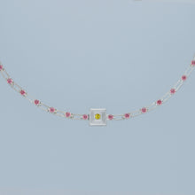 magnetic sequence necklace - dusty rose zirconia & yellow sapphire