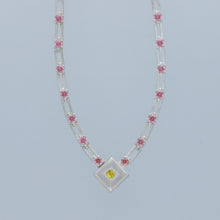 magnetic sequence necklace - dusty rose zirconia & yellow sapphire