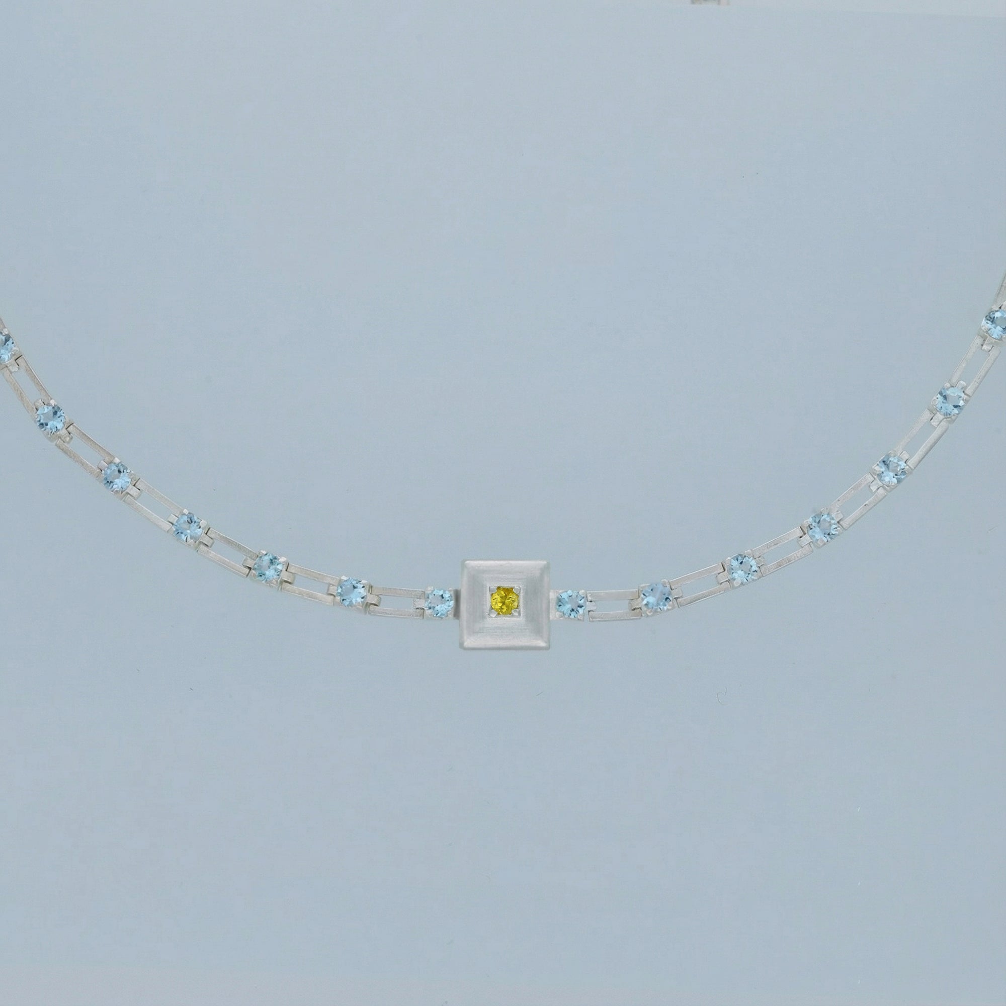 magnetic sequence necklace - light blue topaz & yellow sapphire