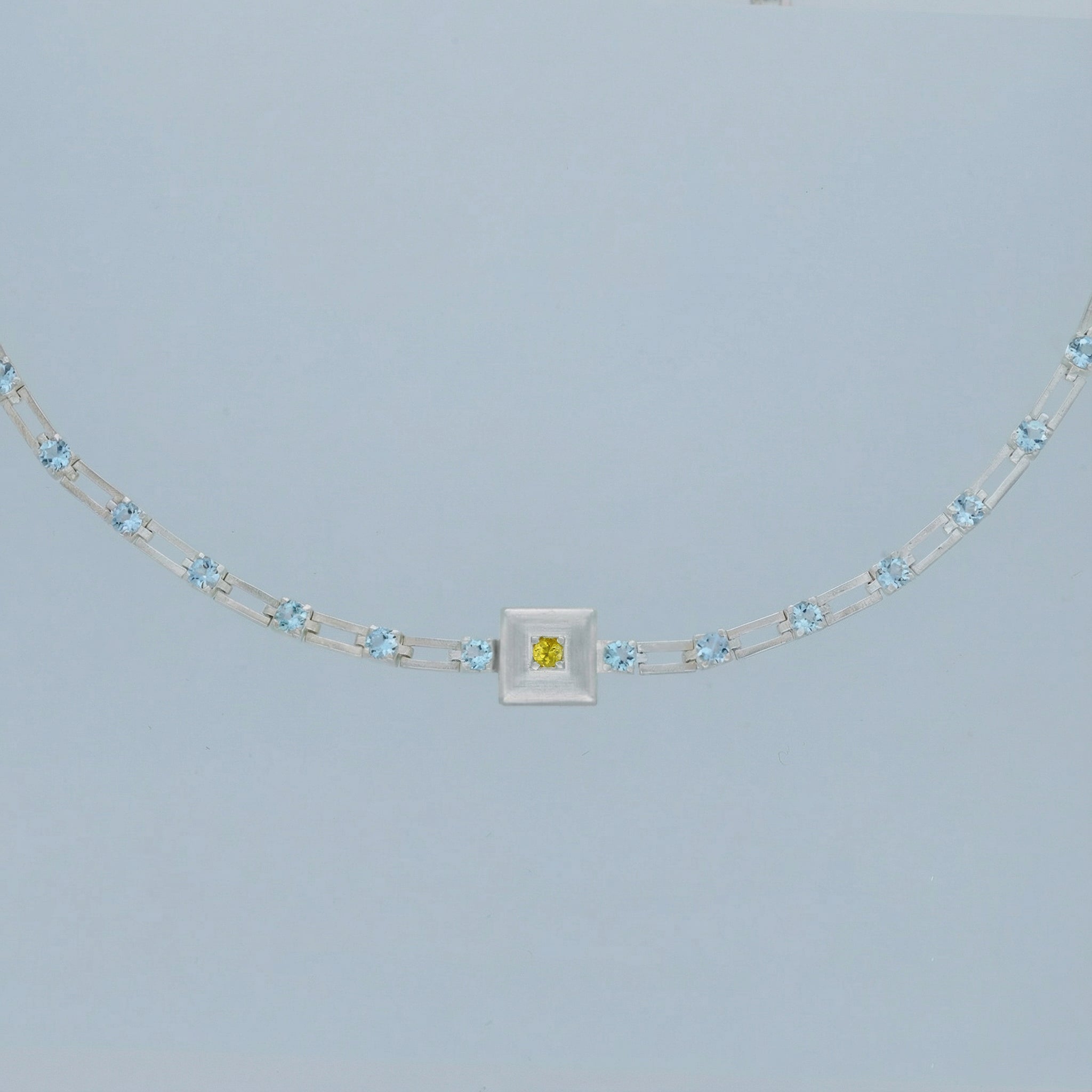 magnetic sequence necklace - light blue topaz & yellow sapphire