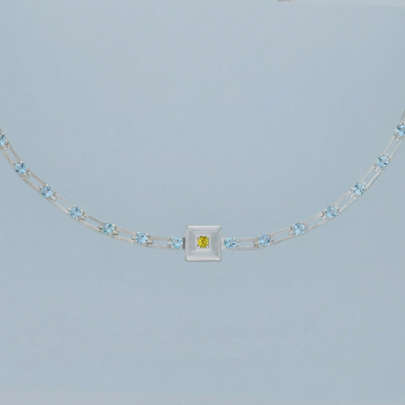 magnetic sequence necklace - light blue topaz & yellow sapphire
