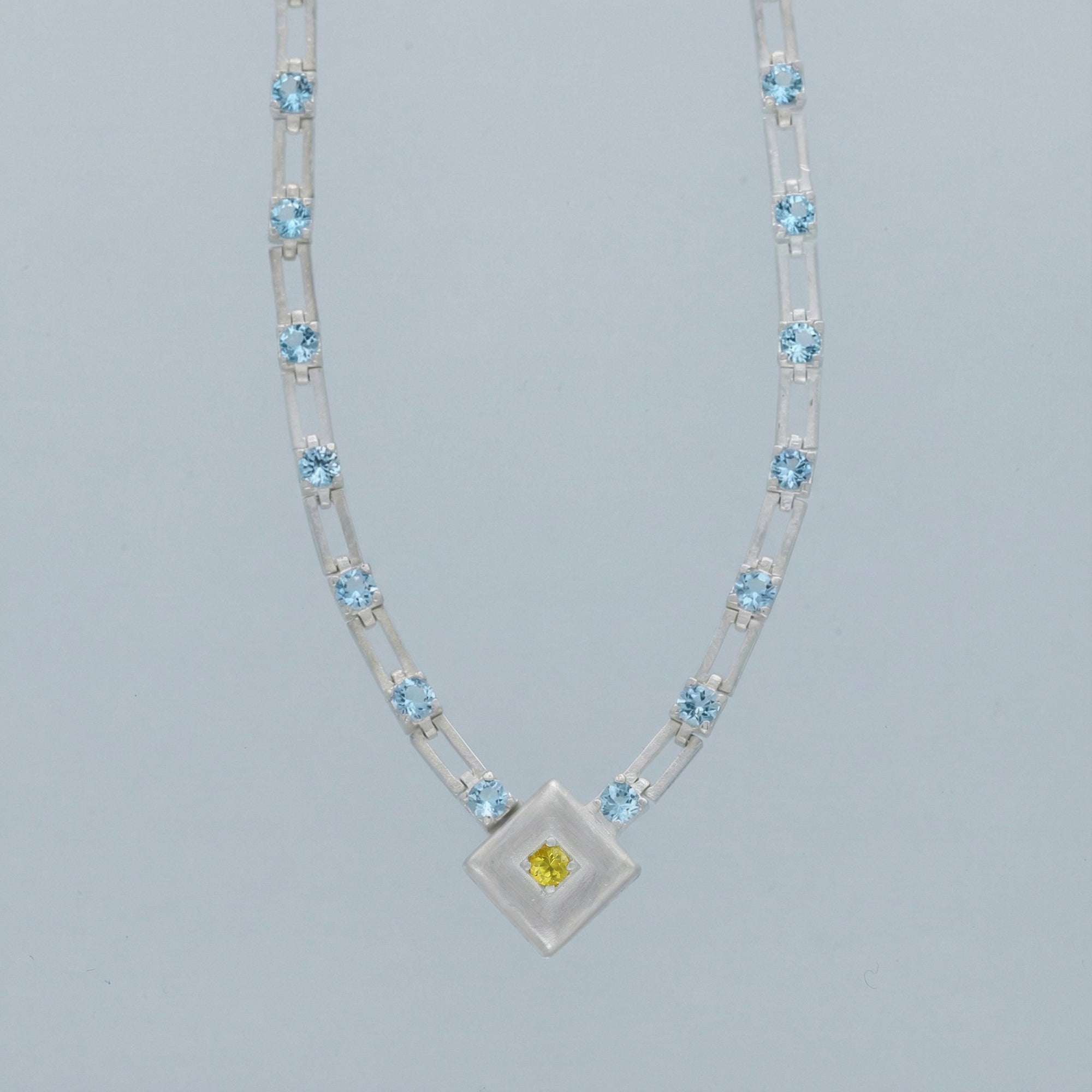 magnetic sequence necklace - light blue topaz & yellow sapphire