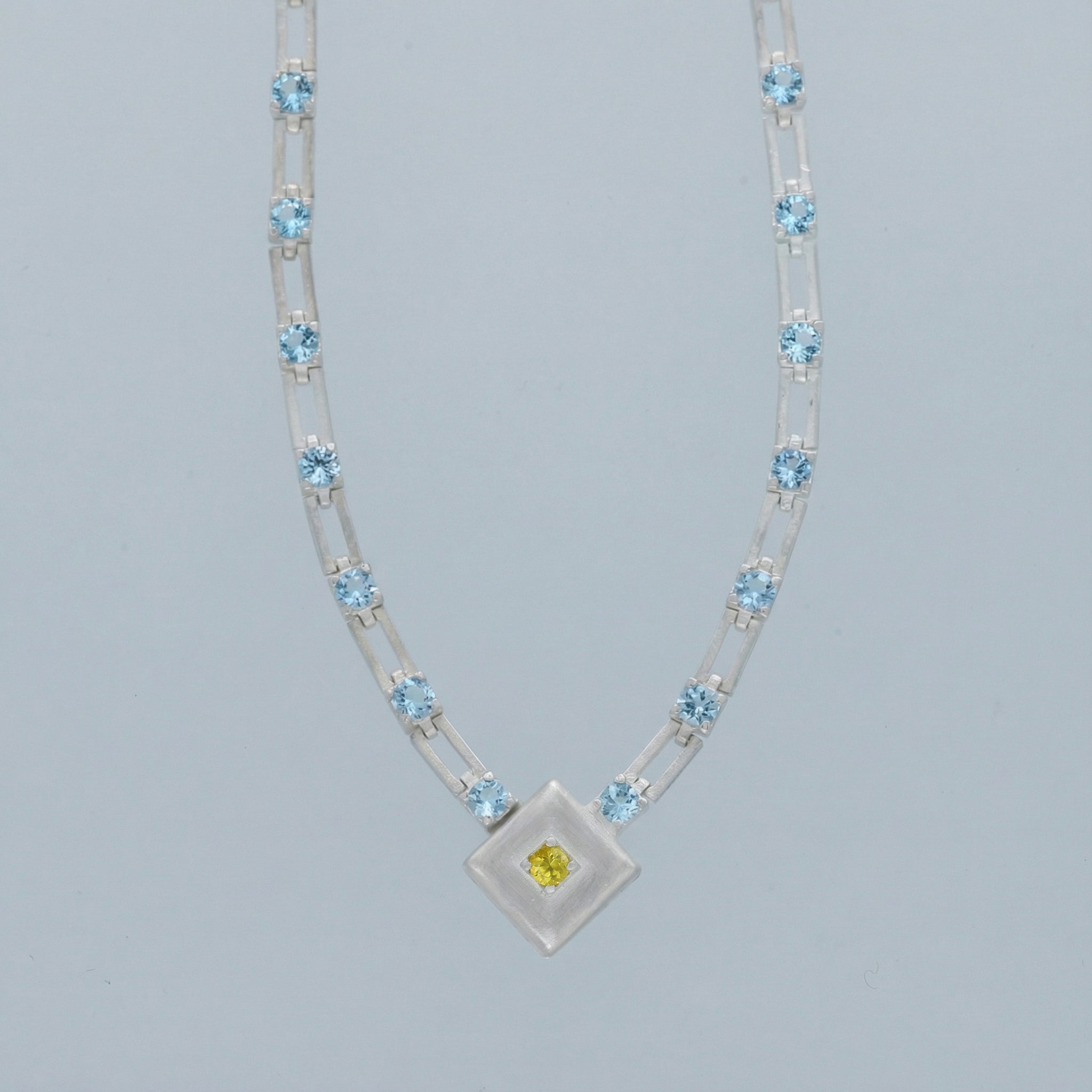 magnetic sequence necklace - light blue topaz & yellow sapphire