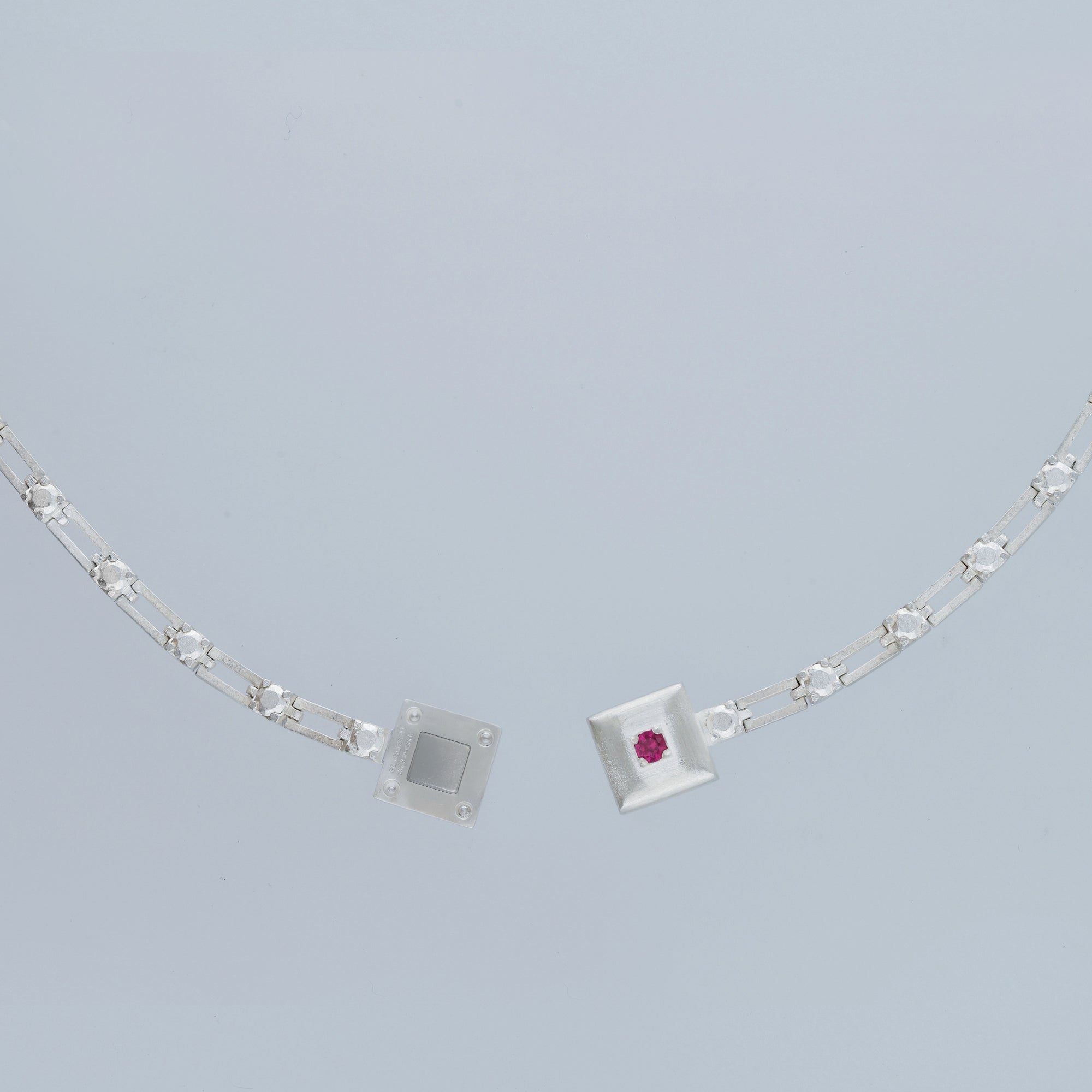 magnetic still necklace - sculpted silver & ruby