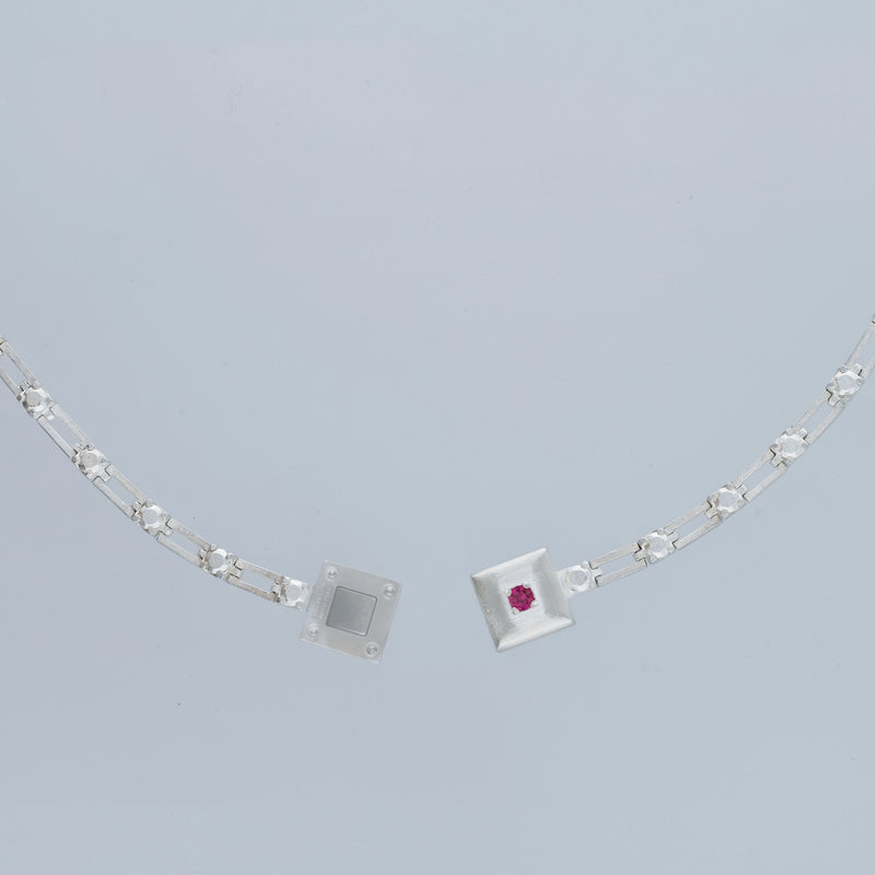 magnetic still bracelet – sculpted silver & ruby