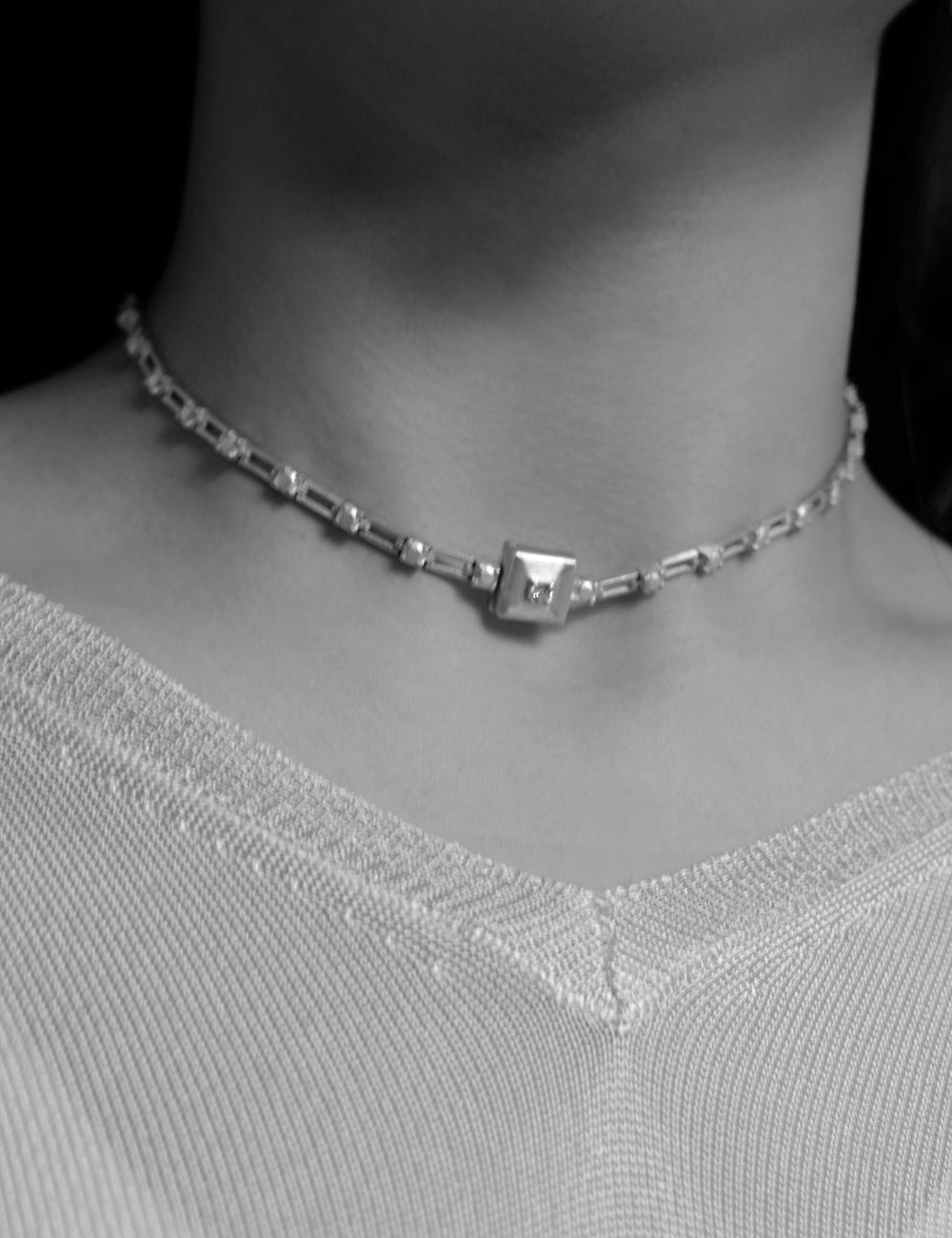 magnetic still necklace - sculpted silver & pink sapphire