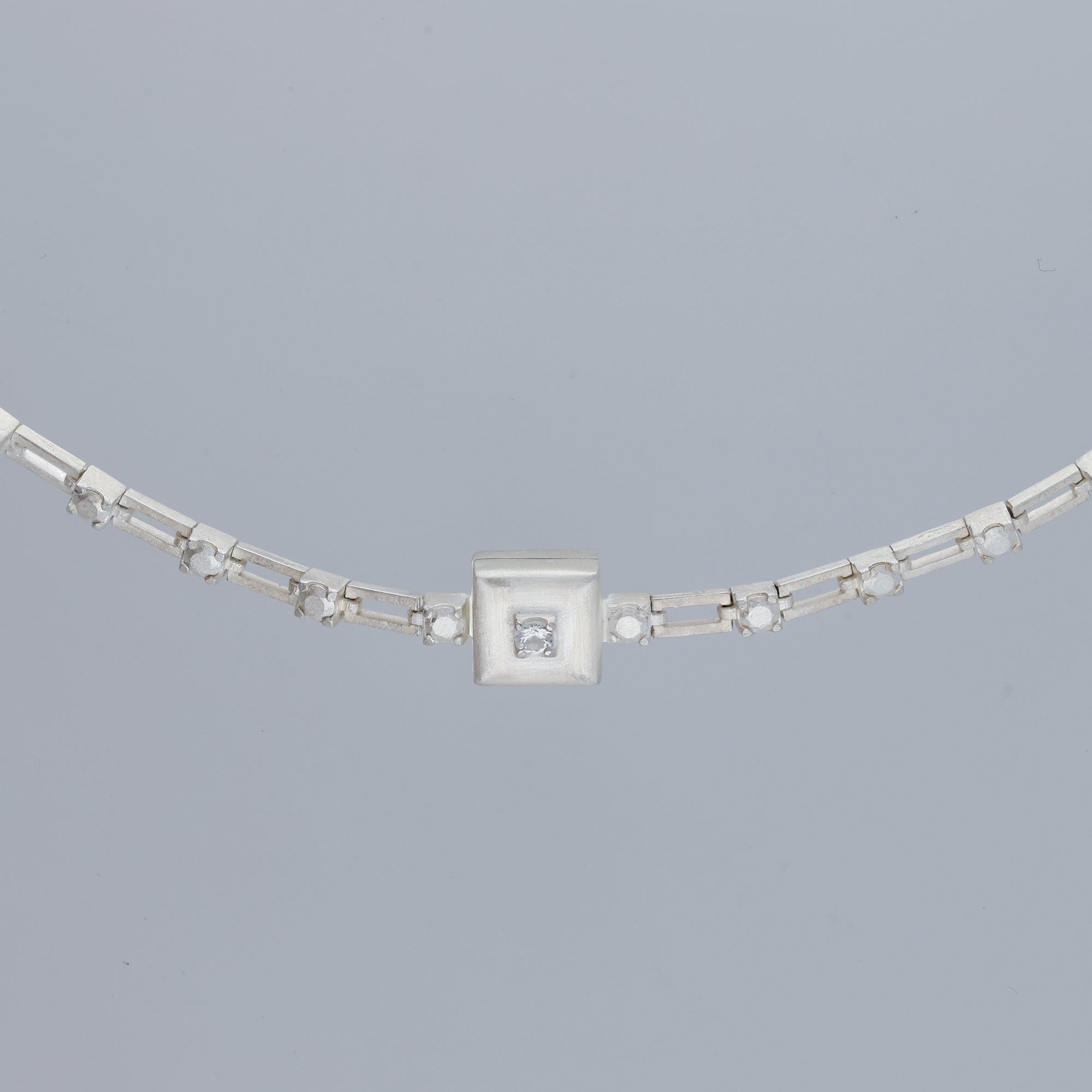magnetic still necklace - sculpted silver & white sapphire