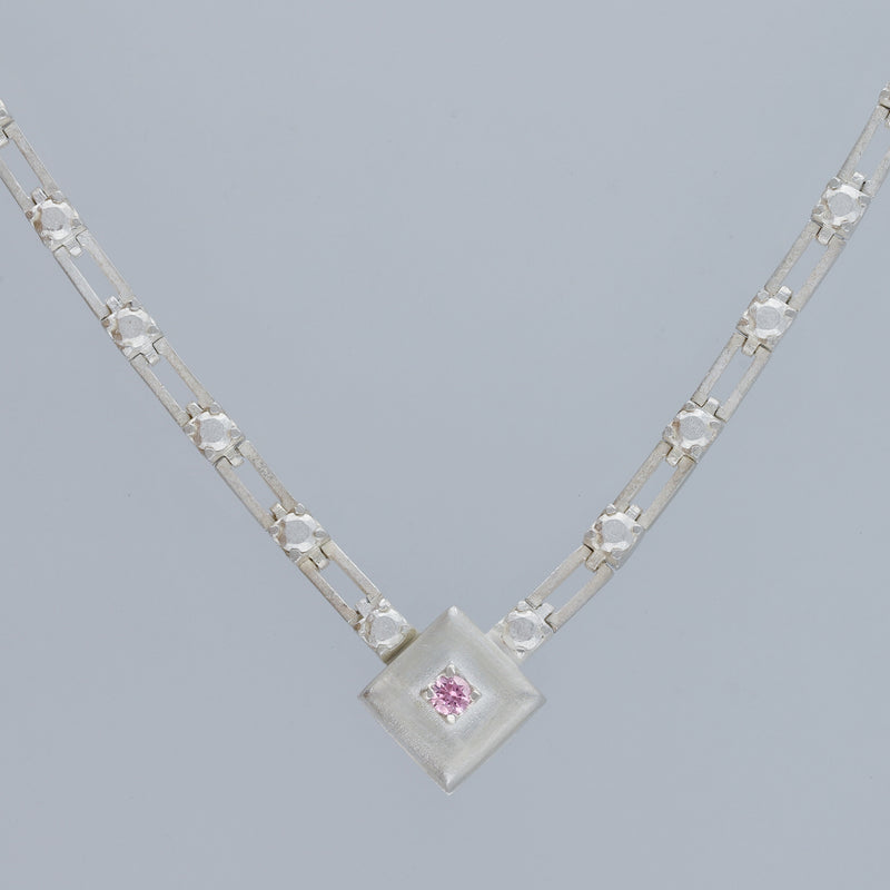 magnetic still necklace - sculpted silver & pink sapphire