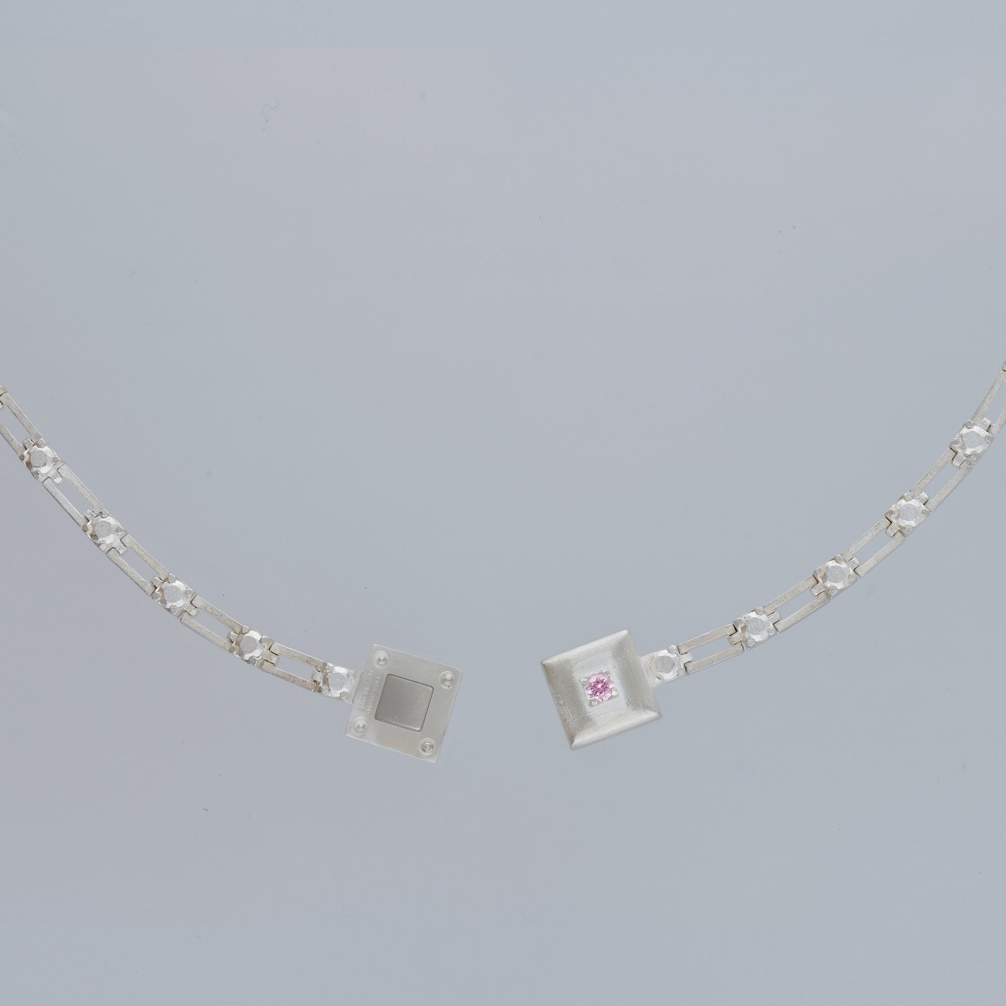 magnetic still necklace - sculpted silver & pink sapphire
