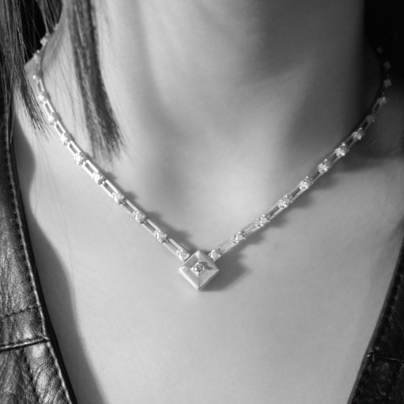 magnetic still necklace - sculpted silver & pink sapphire