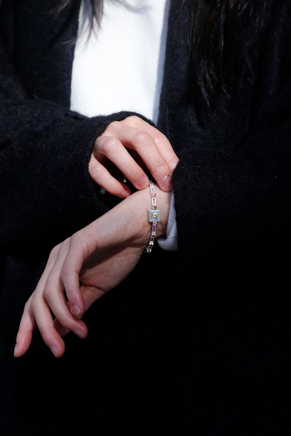 magnetic sequence bracelet - dusty rose zirconia & yellow sapphire